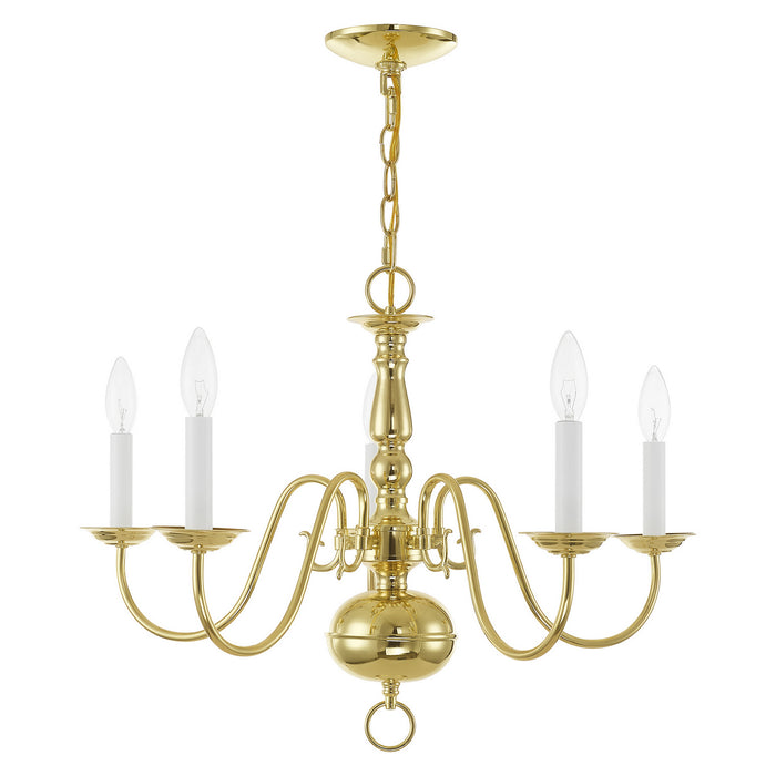 Livex Lighting 5005-02 Five Light Chandelier, Polished Brass