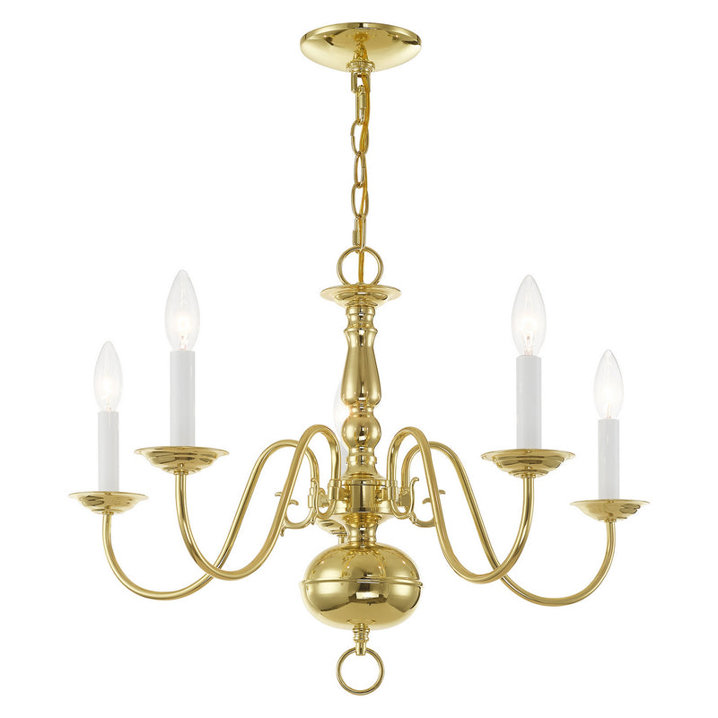 Livex Lighting 5005-02 Five Light Chandelier, Polished Brass