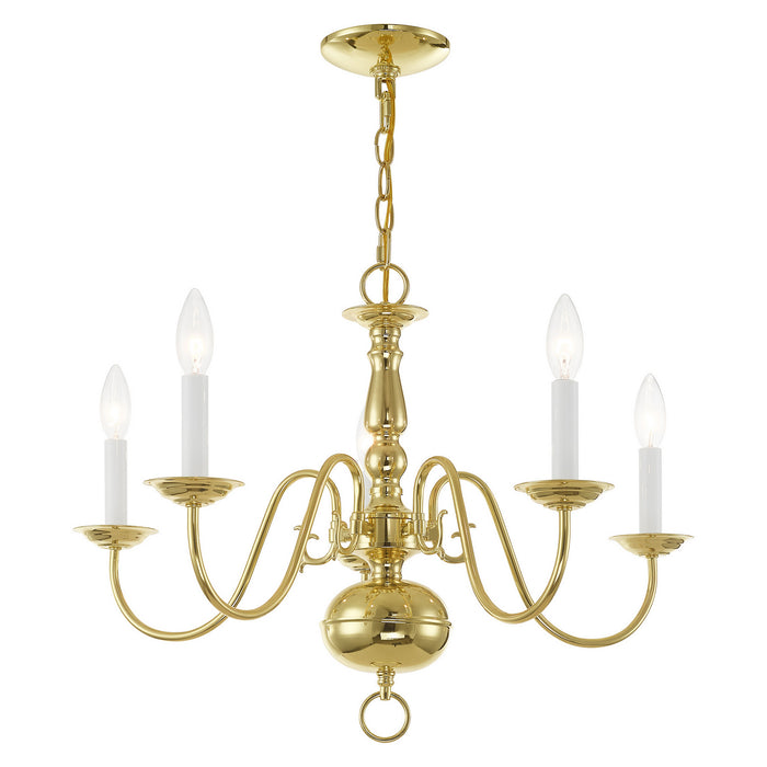 Livex Lighting 5005-02 Five Light Chandelier, Polished Brass