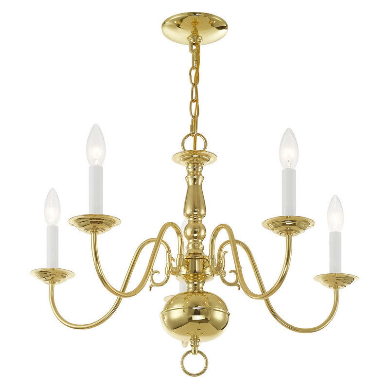 Livex Lighting 5005-02 Five Light Chandelier, Polished Brass