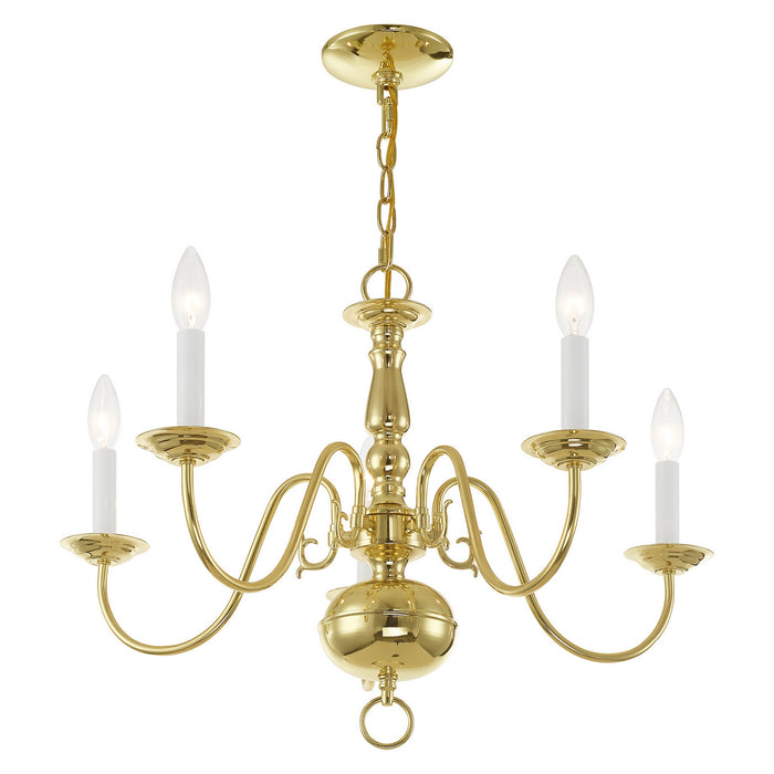 Livex Lighting 5005-02 Five Light Chandelier, Polished Brass