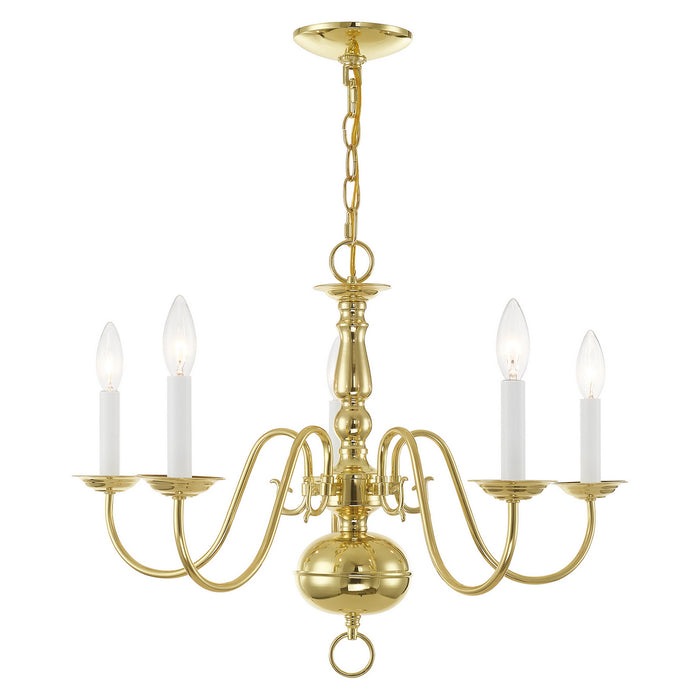 Livex Lighting 5005-02 Five Light Chandelier, Polished Brass