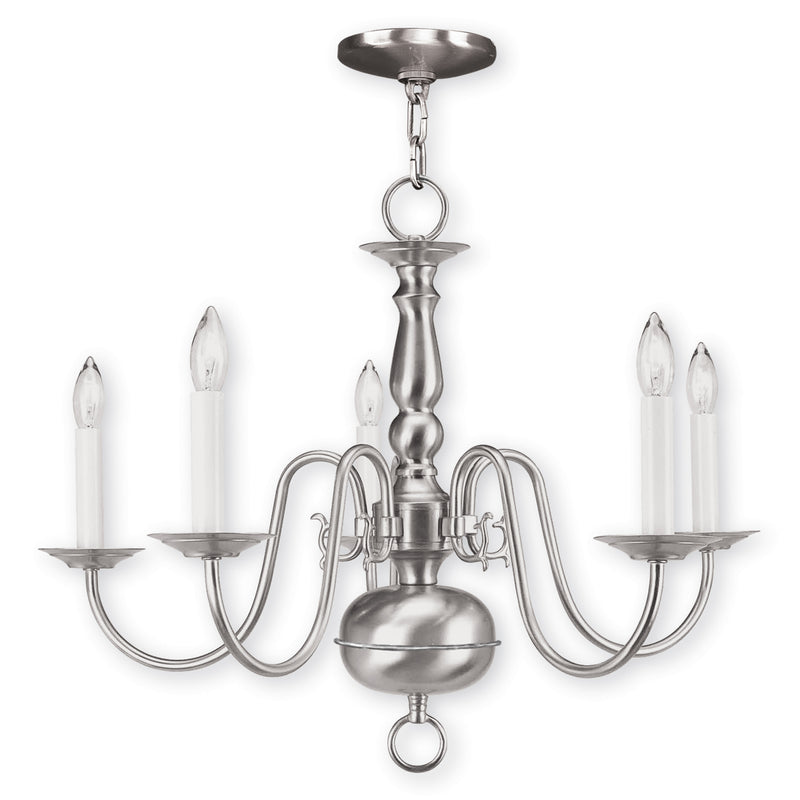Livex Lighting 5005-91 Five Light Chandelier, Brushed Nickel