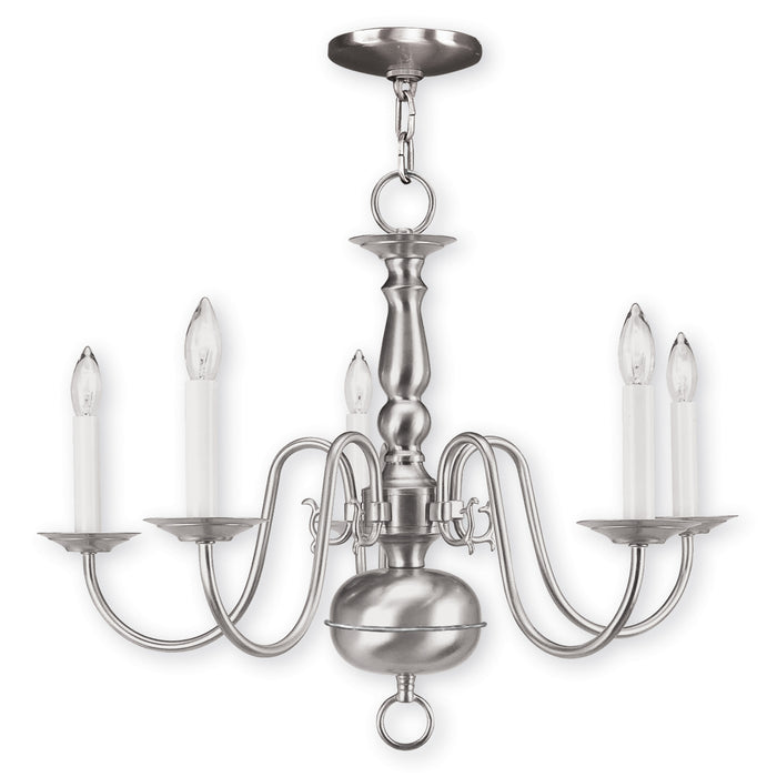 Livex Lighting 5005-91 Five Light Chandelier, Brushed Nickel