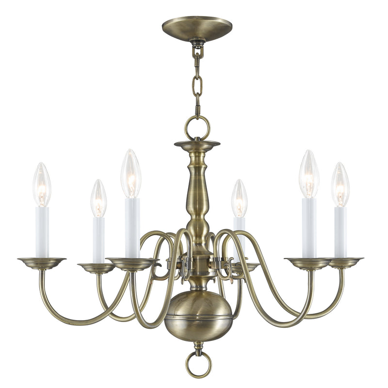 Livex Lighting 5006-01 Six Light Chandelier, Antique Brass