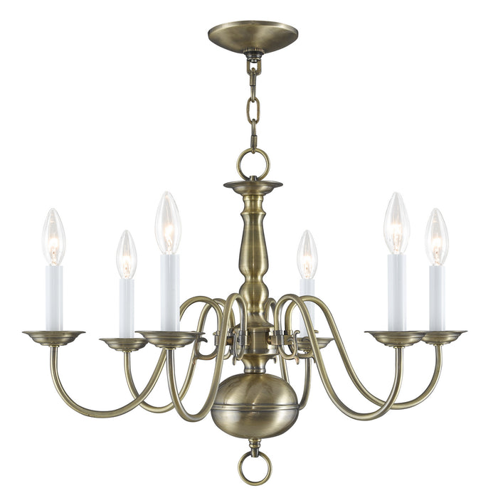 Livex Lighting 5006-01 Six Light Chandelier, Antique Brass