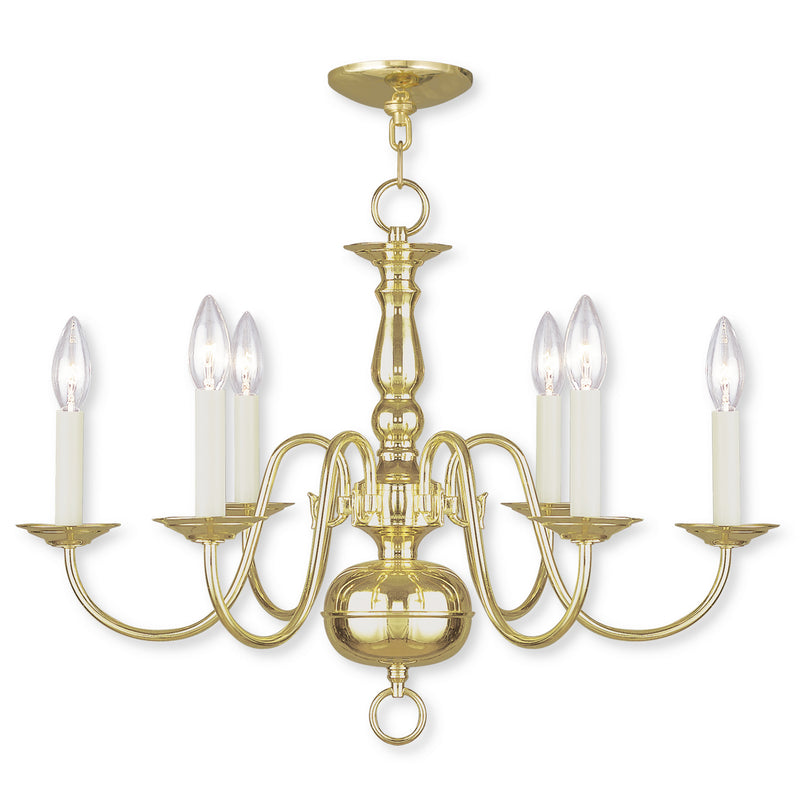 Livex Lighting 5006-02 Six Light Chandelier, Polished Brass