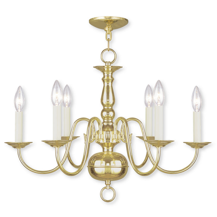 Livex Lighting 5006-02 Six Light Chandelier, Polished Brass