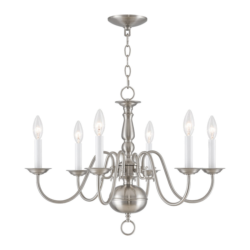 Livex Lighting 5006-91 Six Light Chandelier, Brushed Nickel