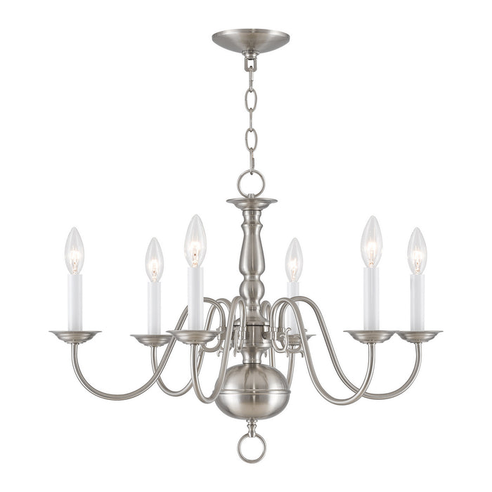 Livex Lighting 5006-91 Six Light Chandelier, Brushed Nickel