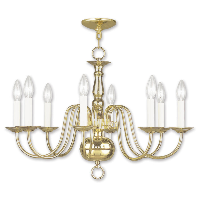 Livex Lighting 5008-02 Eight Light Chandelier, Polished Brass