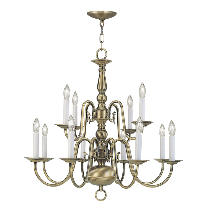 Livex Lighting 5012-01 12 Light Chandelier, Antique Brass