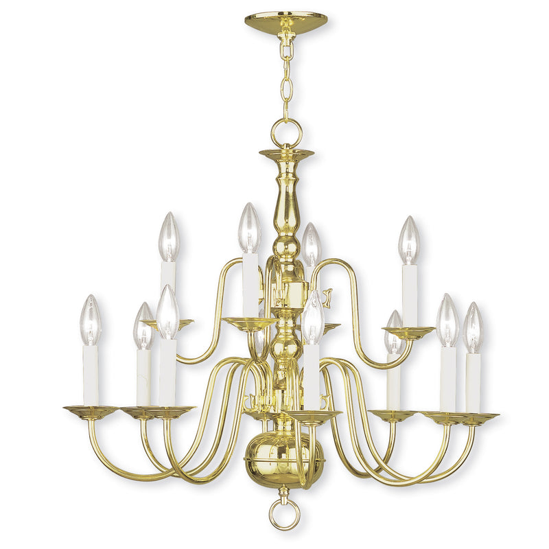 Livex Lighting 5012-02 12 Light Chandelier, Polished Brass