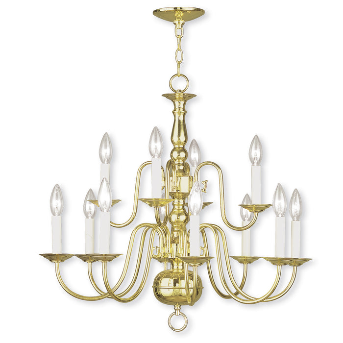 Livex Lighting 5012-02 12 Light Chandelier, Polished Brass
