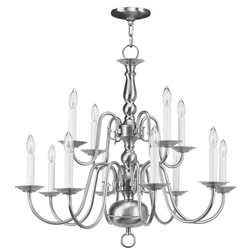 Livex Lighting 5012-91 12 Light Chandelier, Brushed Nickel