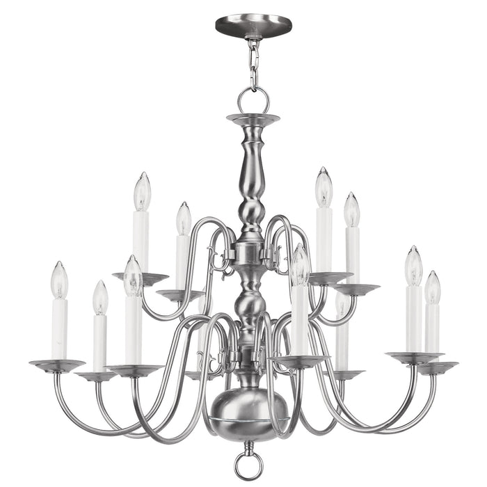 Livex Lighting 5012-91 12 Light Chandelier, Brushed Nickel