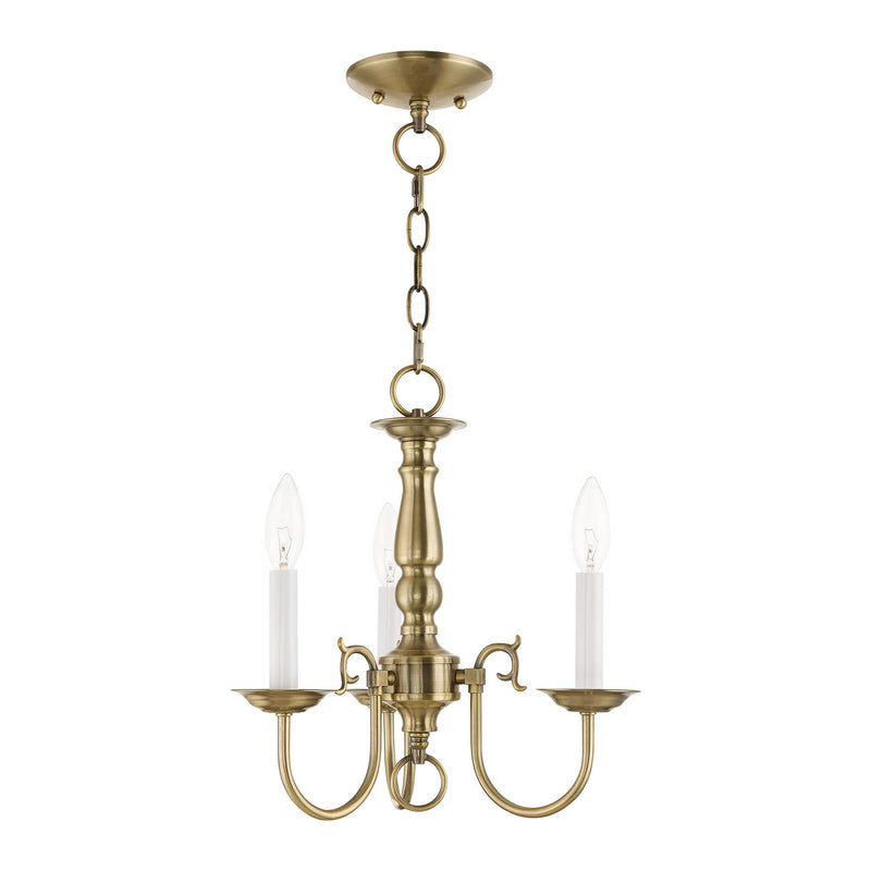 Livex Lighting 5013-01 Three Light Mini Chandelier, Antique Brass