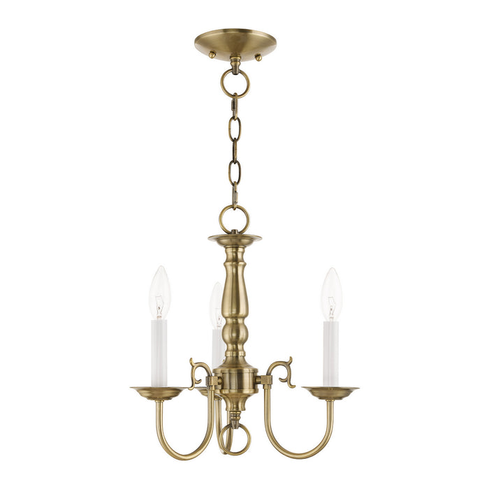 Livex Lighting 5013-01 Three Light Mini Chandelier, Antique Brass