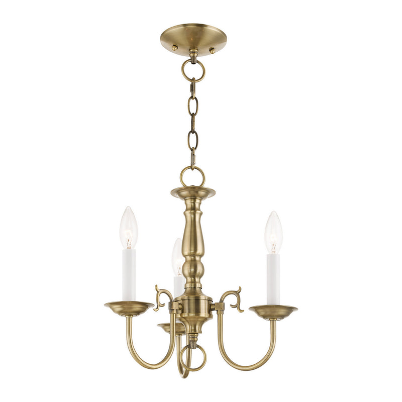 Livex Lighting 5013-01 Three Light Mini Chandelier, Antique Brass