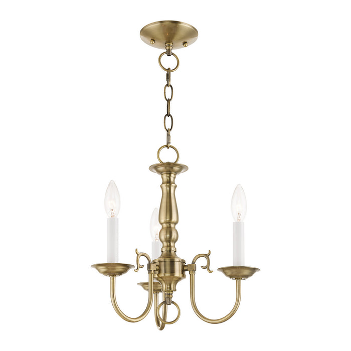 Livex Lighting 5013-01 Three Light Mini Chandelier, Antique Brass
