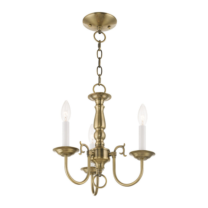 Livex Lighting 5013-01 Three Light Mini Chandelier, Antique Brass