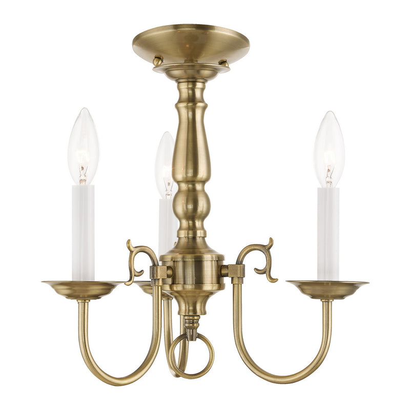 Livex Lighting 5013-01 Three Light Mini Chandelier, Antique Brass