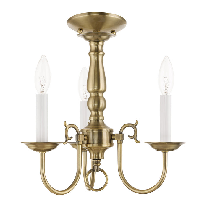 Livex Lighting 5013-01 Three Light Mini Chandelier, Antique Brass