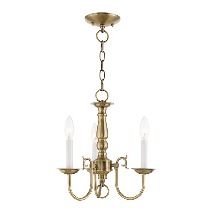 Livex Lighting 5013-01 Three Light Mini Chandelier, Antique Brass