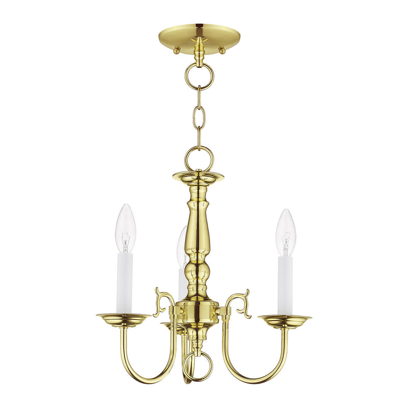 Livex Lighting 5013-02 Three Light Mini Chandelier, Polished Brass