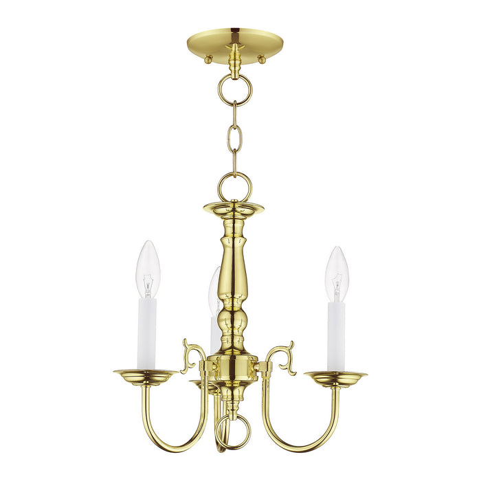 Livex Lighting 5013-02 Three Light Mini Chandelier, Polished Brass