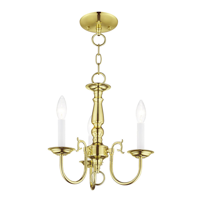 Livex Lighting 5013-02 Three Light Mini Chandelier, Polished Brass