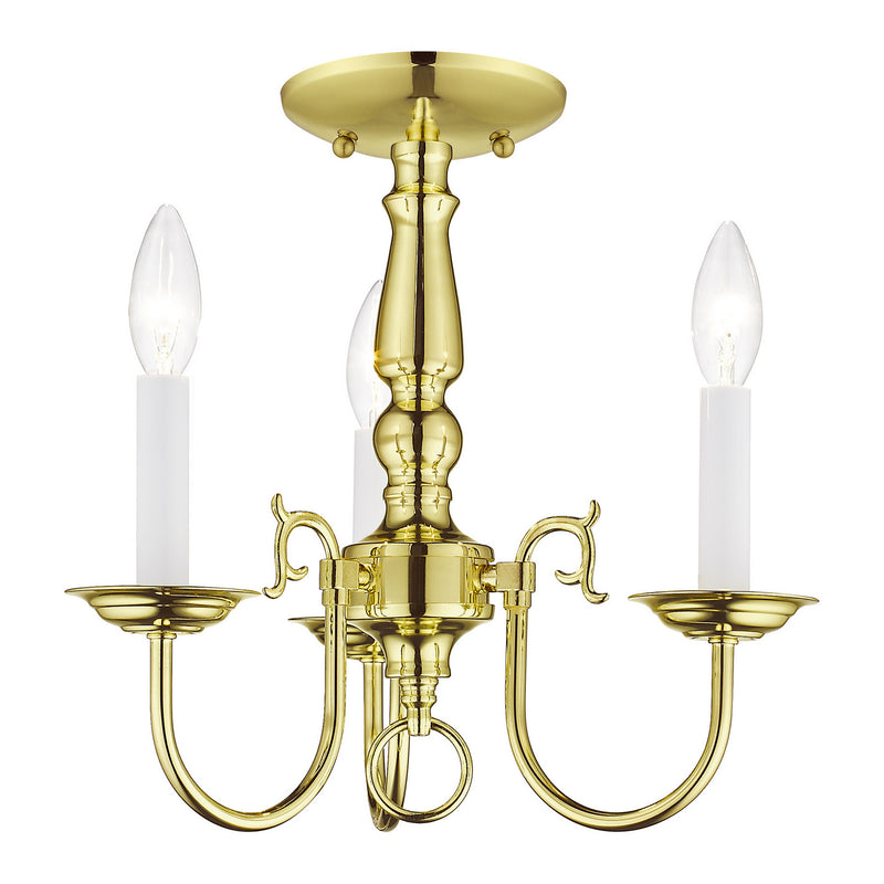 Livex Lighting 5013-02 Three Light Mini Chandelier, Polished Brass