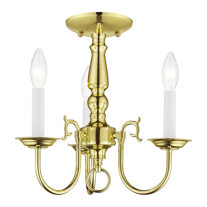 Livex Lighting 5013-02 Three Light Mini Chandelier, Polished Brass