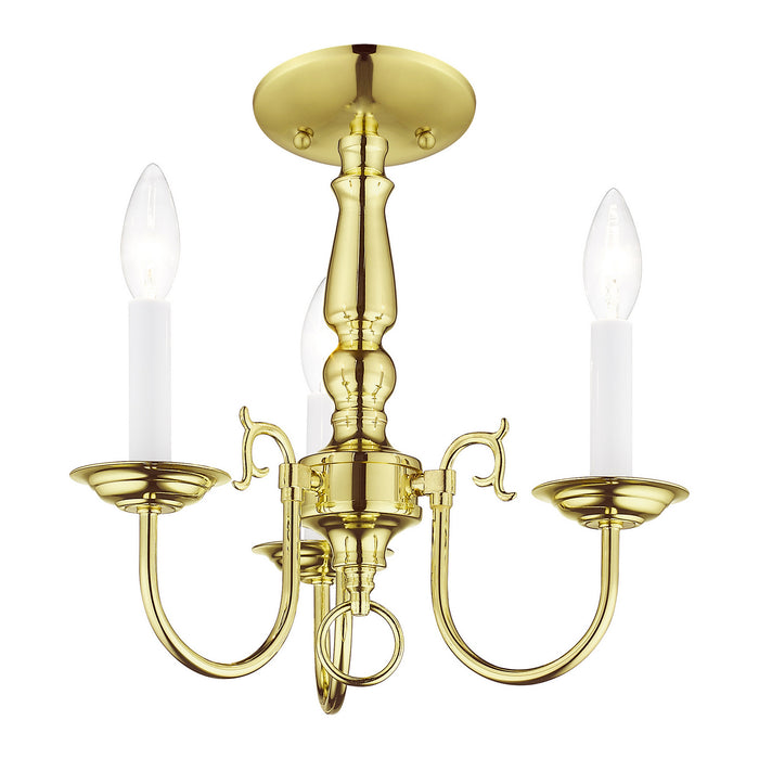 Livex Lighting 5013-02 Three Light Mini Chandelier, Polished Brass