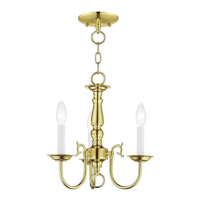 Livex Lighting 5013-02 Three Light Mini Chandelier, Polished Brass