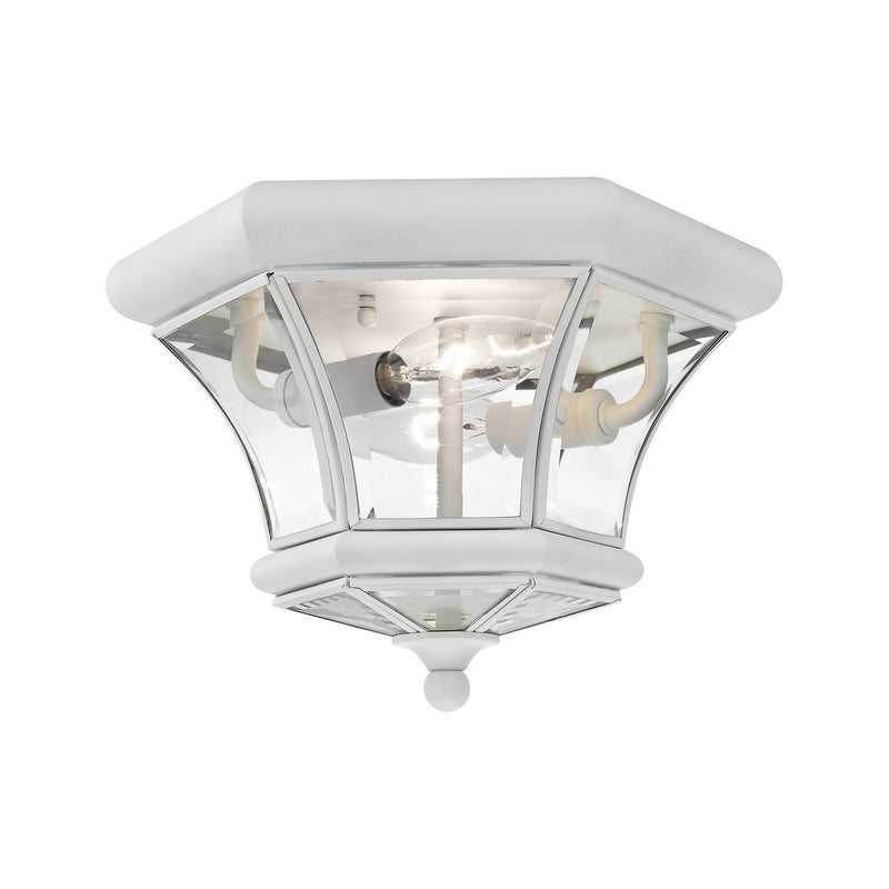 Livex Lighting 7052-03 Two Light Outdoor Ceiling Mount, White