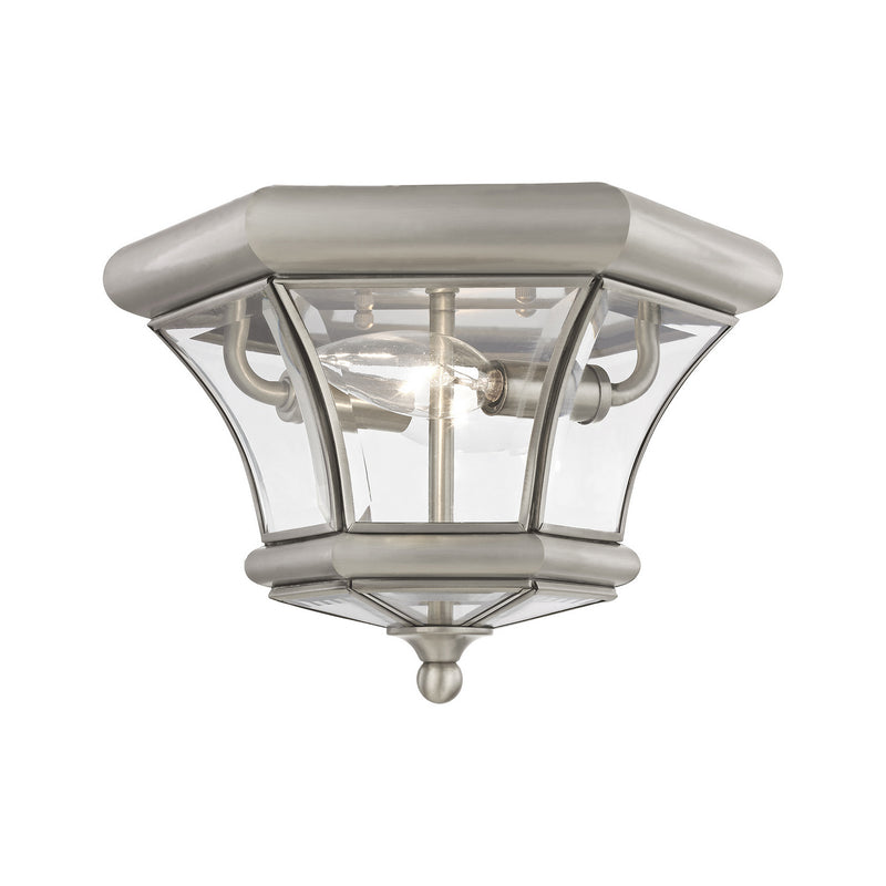 Livex Lighting 7052-91 Two Light Outdoor Ceiling Mount, Brushed Nickel