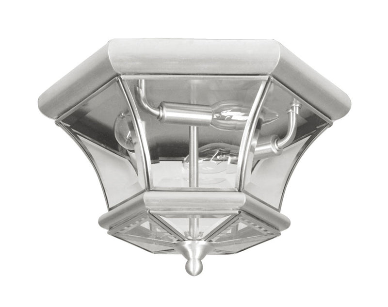 Livex Lighting 7053-91 Three Light Outdoor Ceiling Mount, Brushed Nickel