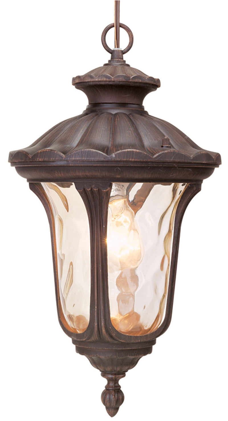 Livex Lighting 7654-58 One Light Outdoor Pendant, Hand Applied Imperial Bronze