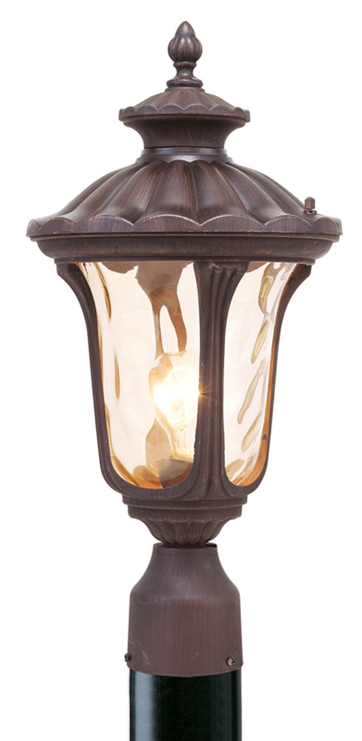 Livex Lighting 7655-58 One Light Outdoor Post-Top Lanterm, Hand Applied Imperial Bronze