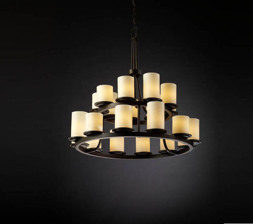 Justice Designs CNDL-8767-10-CREM-DBRZ 21 Light Chandelier, Dark Bronze