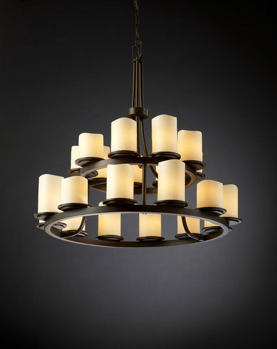 Justice Designs CNDL-8767-14-CREM-DBRZ 21 Light Chandelier, Dark Bronze
