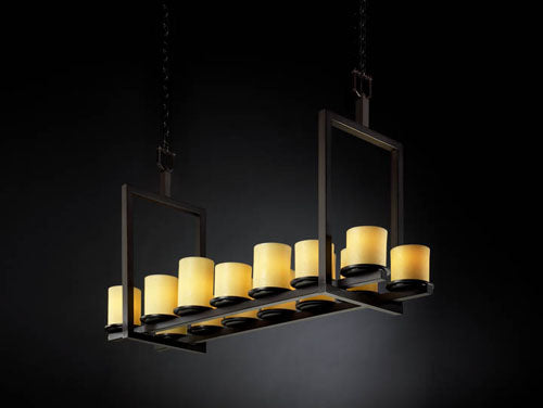Justice Designs CNDL-8769-10-AMBR-DBRZ 14 Light Chandelier, Dark Bronze