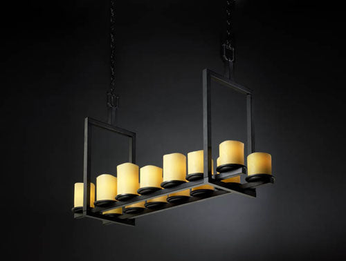 Justice Designs CNDL-8769-14-AMBR-MBLK 14 Light Chandelier, Matte Black