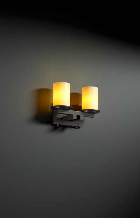 Justice Designs CNDL-8772-10-AMBR-DBRZ Two Light Bath Bar, Dark Bronze