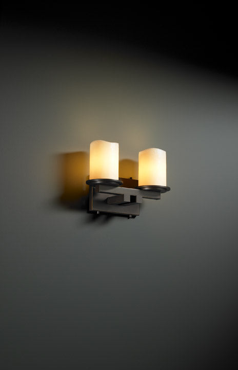 Justice Designs CNDL-8772-14-CREM-DBRZ Two Light Bath Bar, Dark Bronze