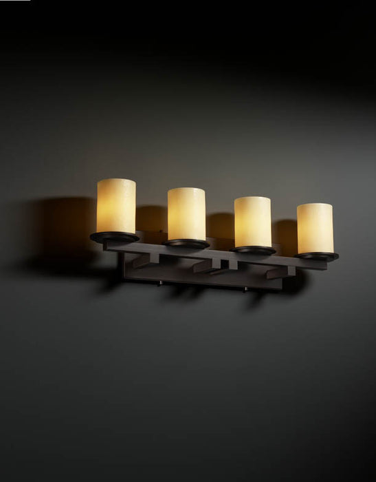 Justice Designs CNDL-8774-10-AMBR-DBRZ Four Light Bath Bar, Dark Bronze