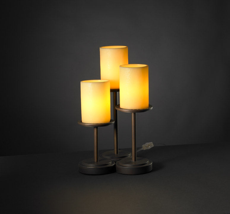 Justice Designs CNDL-8797-10-AMBR-DBRZ Three Light Table Lamp, Dark Bronze