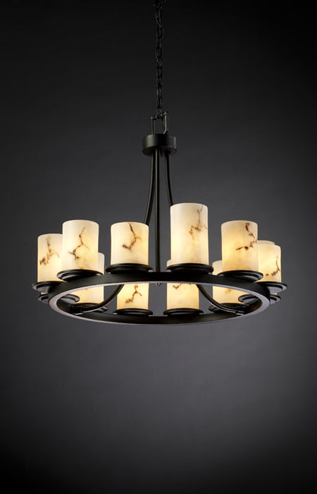Justice Designs FAL-8768-10-MBLK 12 Light Chandelier, Matte Black