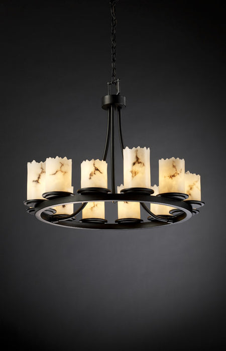 Justice Designs FAL-8768-12-MBLK 12 Light Chandelier, Matte Black